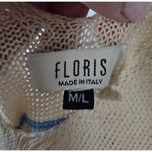 FLORIS Crochet Dress M/L Sleeveless Knee Length Lagenlook Made in Italy Blue - Picture 4 of 5